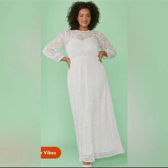 ModCloth Sz XS Just the Beginnings White Maxi Sheer Lace Overlay Dress NWT $199 - Picture 2 of 12